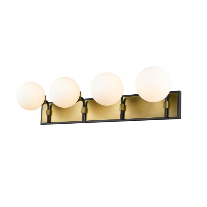 Z Lite Parsons 4 Light Bathroom Vanity Light In Matte Black With Olde Brass