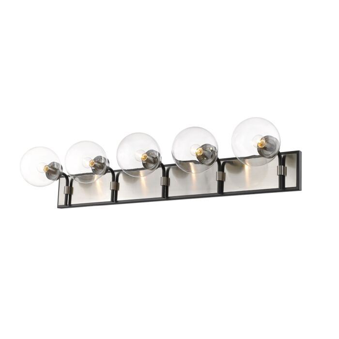 Z Lite Parsons 5 Light Bathroom Vanity Light In Matte Black With Brushed Nickel