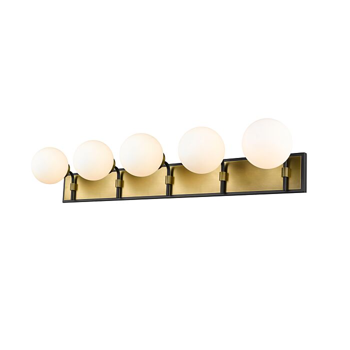 Z Lite Parsons 5 Light Bathroom Vanity Light In Matte Black With Olde Brass