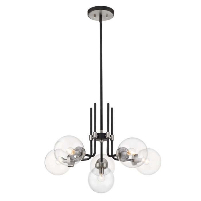 Z Lite Parsons 6 Light Chandelier In Matte Black With Brushed Nickel