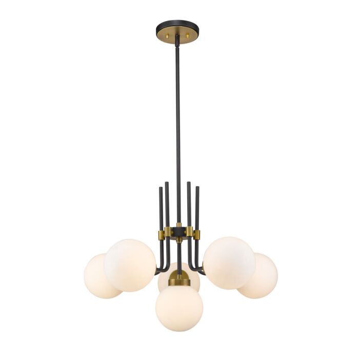 Z Lite Parsons 6 Light Chandelier In Matte Black With Olde Brass