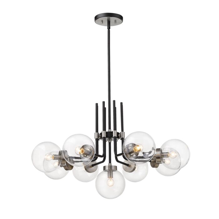 Z Lite Parsons 9 Light Chandelier In Matte Black With Brushed Nickel