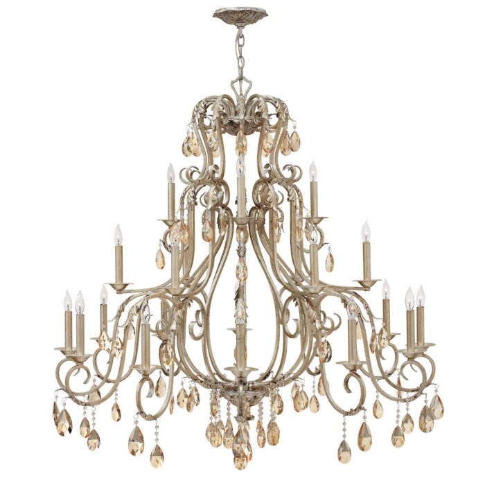 Hinkley Carlton 21 Light Three Tier Chandelier in Silver Leaf