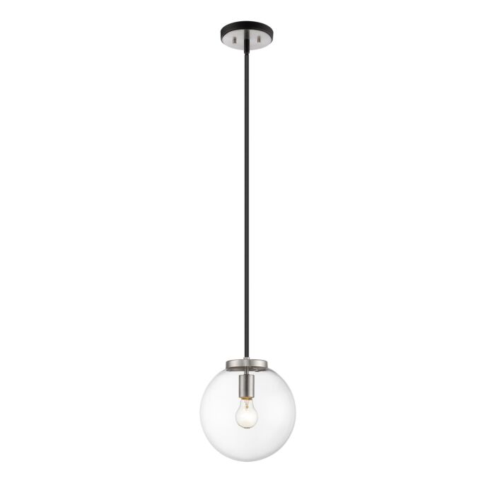 Z Lite Parsons 1 Light Pendant Light In Matte Black With Brushed Nickel