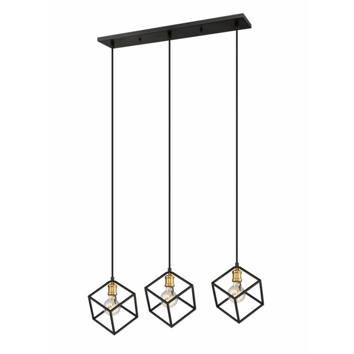 Z Lite Vertical 3 Light Linear Pendant Light In Bronze With Olde Brass
