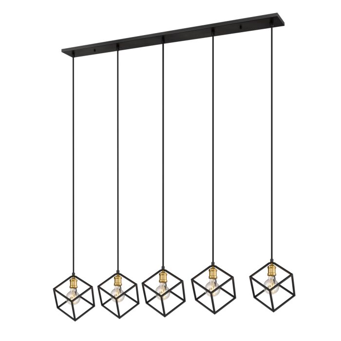 Z Lite Vertical 5 Light Linear Pendant Light In Bronze With Olde Brass