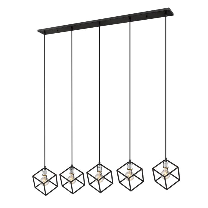 Z Lite Vertical 5 Light Linear Pendant Light In Matte Black With Brushed Nickel
