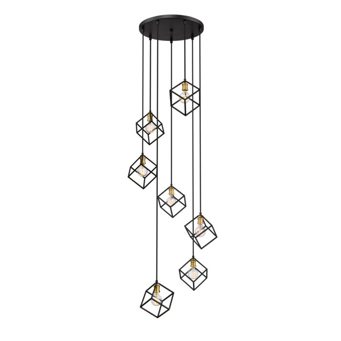 Z Lite Vertical 7 Light Pendant Light In Bronze With Olde Brass
