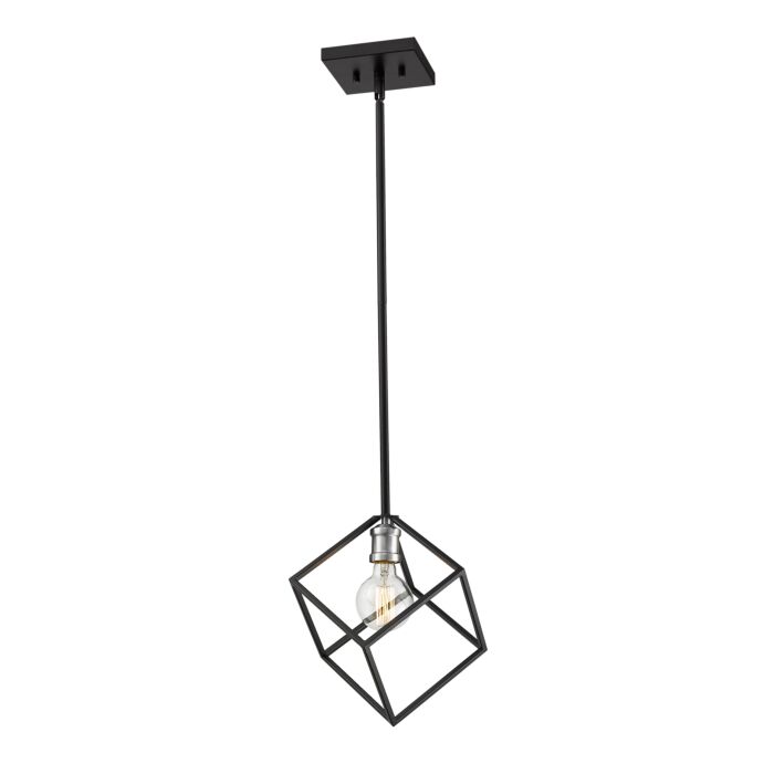 Z Lite Vertical 1 Light Pendant Light In Matte Black With Brushed Nickel