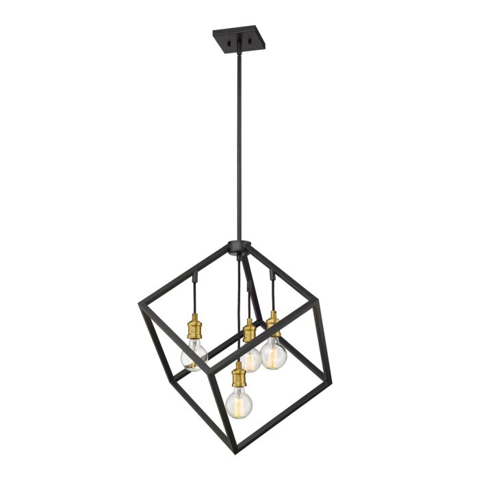 Z Lite Vertical 4 Light Pendant Light In Bronze With Olde Brass