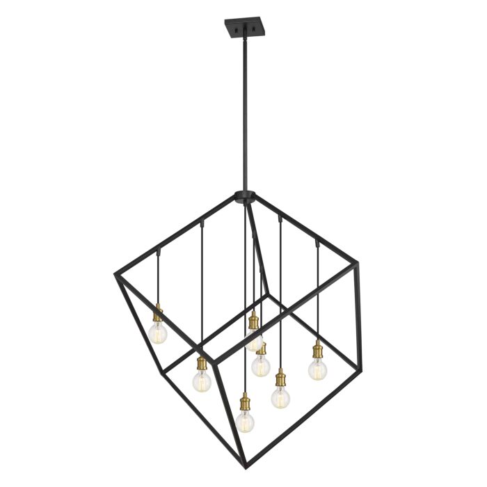 Z Lite Vertical 7 Light Pendant Light In Bronze With Olde Brass