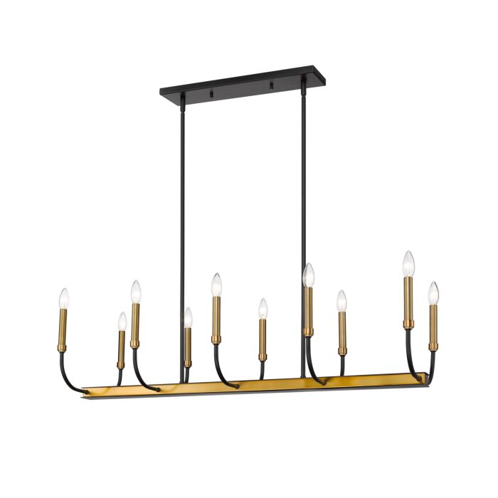 Z Lite Haylie 10 Light Chandelier In Matte Black With Olde Brass