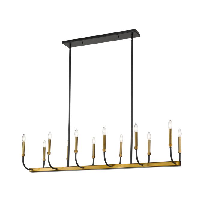 Z Lite Haylie 12 Light Chandelier In Matte Black With Olde Brass