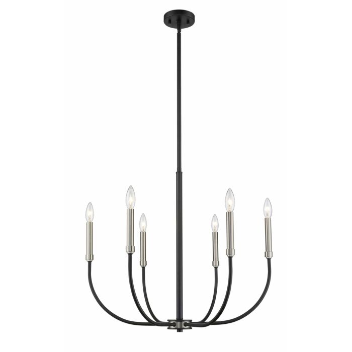 Z Lite Haylie 6 Light Chandelier In Matte Black With Brushed Nickel