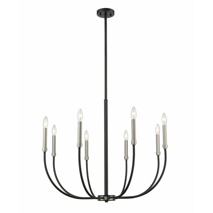 Z Lite Haylie 8 Light Chandelier In Matte Black With Brushed Nickel
