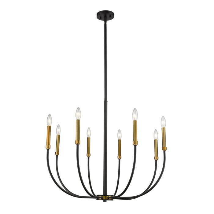Z Lite Haylie 8 Light Chandelier In Matte Black With Olde Brass