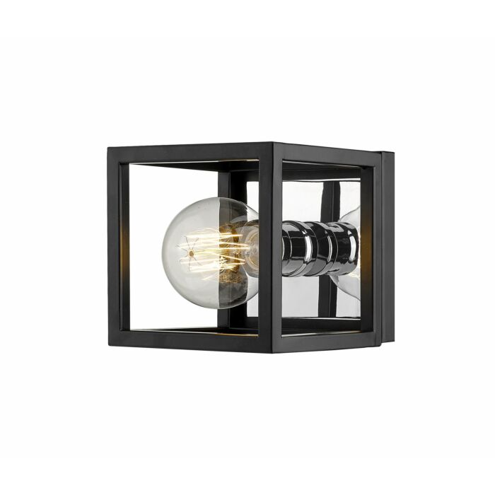 Z Lite Kube 1 Light Wall Sconce In Matte Black With Chrome