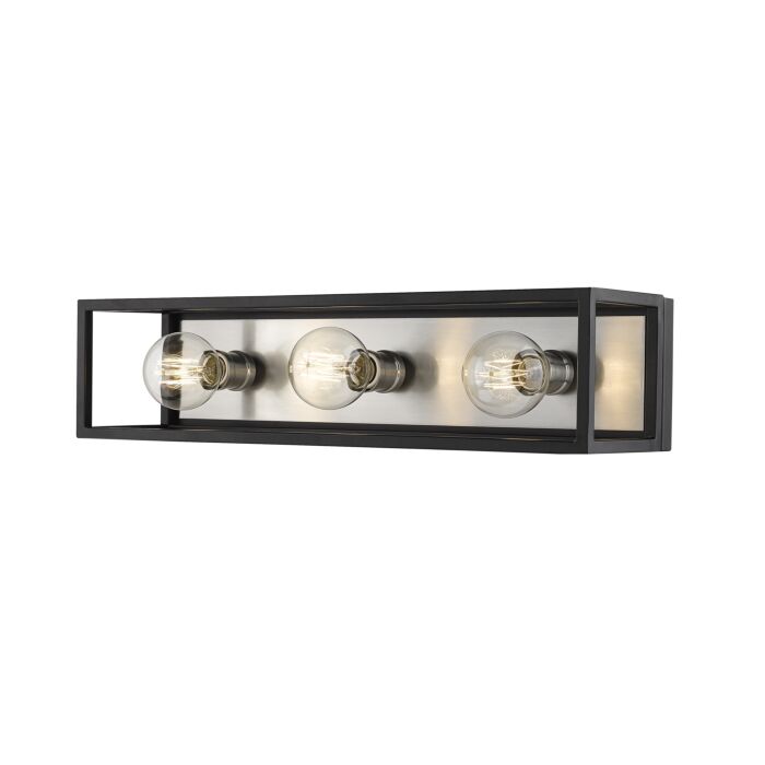 Z Lite Kube 3 Light Bathroom Vanity Light In Matte Black With Brushed Nickel