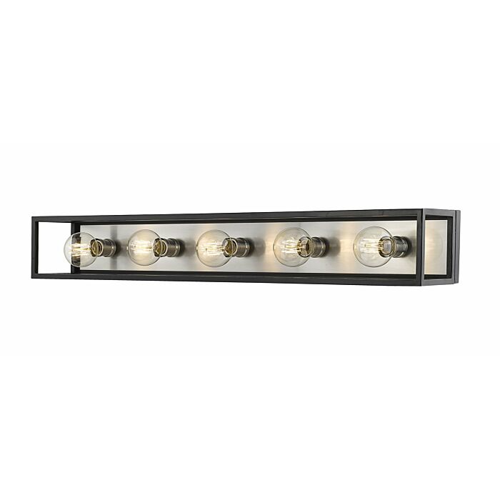 Z Lite Kube 5 Light Bathroom Vanity Light In Matte Black With Brushed Nickel