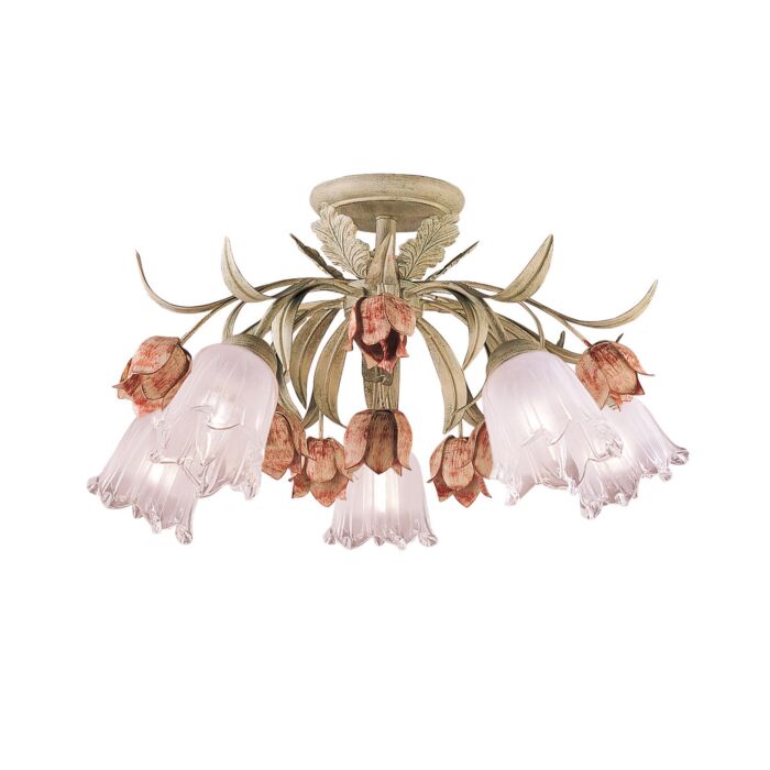 Crystorama Southport 5 Light 22 Inch Ceiling Light in Sage And Rose