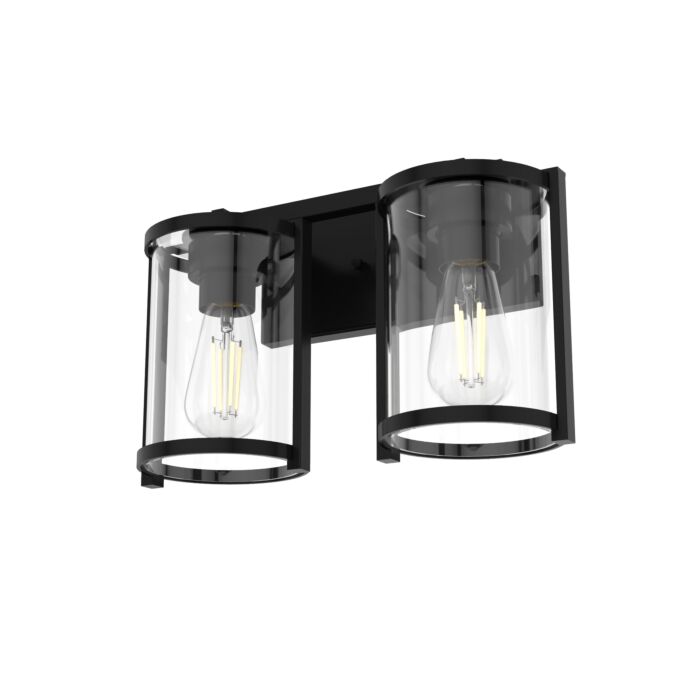 Hunter Astwood 2-Light Bathroom Vanity Light in Matte Black