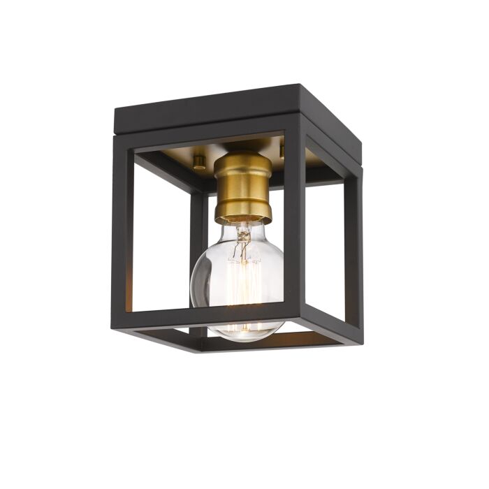 Z Lite Kube 1 Light Flush Mount Ceiling Light In Bronze With Olde Brass