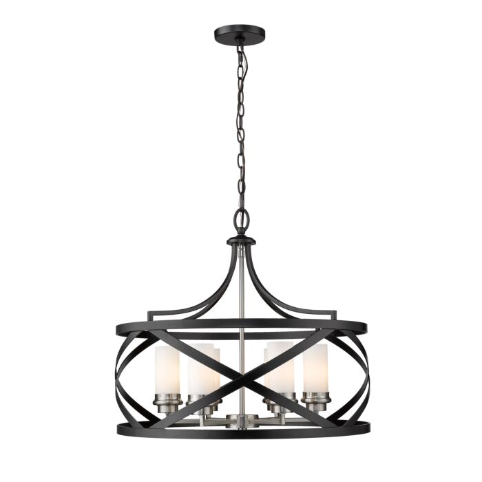 Z Lite Malcalester 6 Light Pendant Light In Matte Black With Brushed Nickel