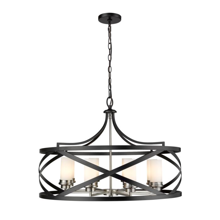 Z Lite Malcalester 8 Light Pendant Light In Matte Black With Brushed Nickel