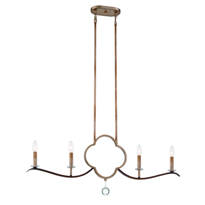 Minka Lavery Ava Libertine 4 Light Quatrefoil Kitchen Island Light in Pale Gold with Distressed Bronze