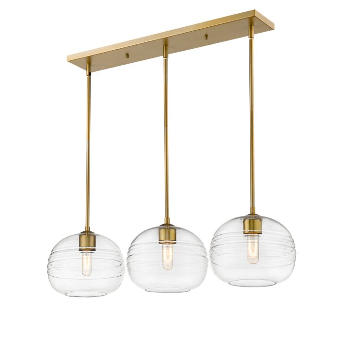 Z Lite Harmony 3 Light Linear Pendant Light In Olde Brass