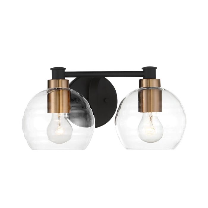 Minka Lavery Keyport 2 Light Bathroom Vanity Light in Sand Coal With Natural Brushed Brass