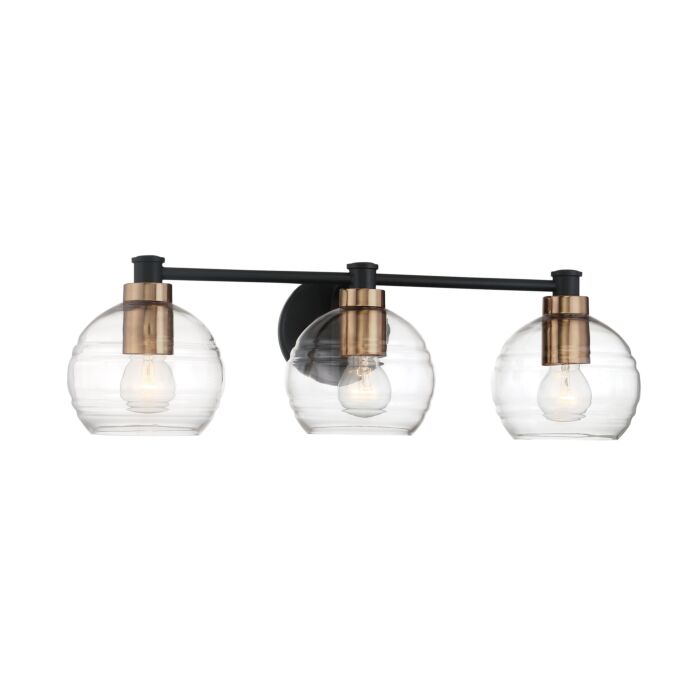Minka Lavery Keyport 3 Light Bathroom Vanity Light in Sand Coal With Natural Brushed Brass
