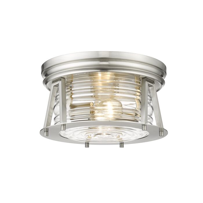 Z Lite Cape Harbor 2 Light Flush Mount Ceiling Light In Brushed Nickel