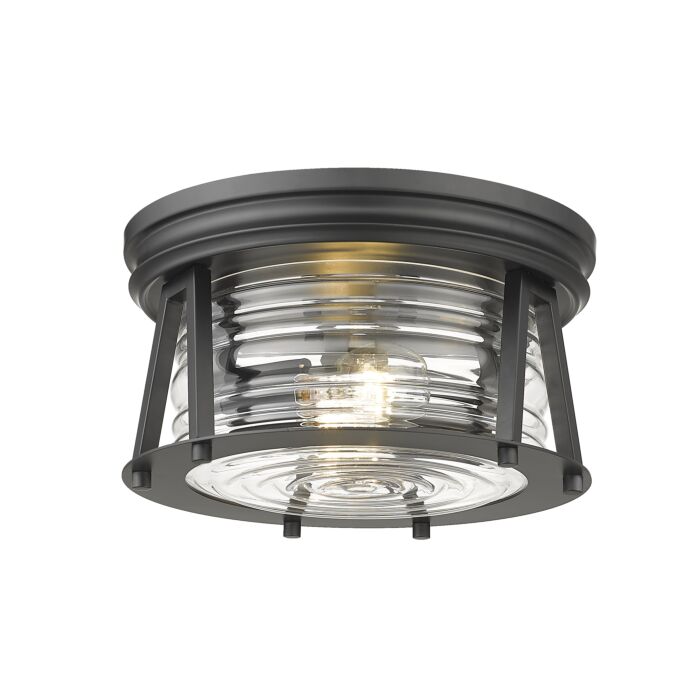Z Lite Cape Harbor 2 Light Flush Mount Ceiling Light In Matte Black