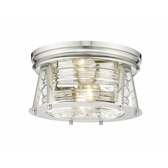 Z Lite Cape Harbor 2 Light Flush Mount Ceiling Light In Polished Nickel