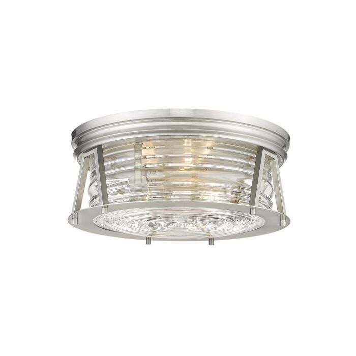 Z Lite Cape Harbor 3 Light Flush Mount Ceiling Light In Brushed Nickel