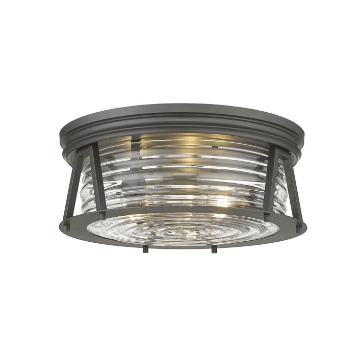 Z Lite Cape Harbor 3 Light Flush Mount Ceiling Light In Bronze