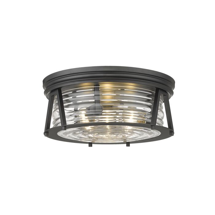 Z Lite Cape Harbor 3 Light Flush Mount Ceiling Light In Matte Black