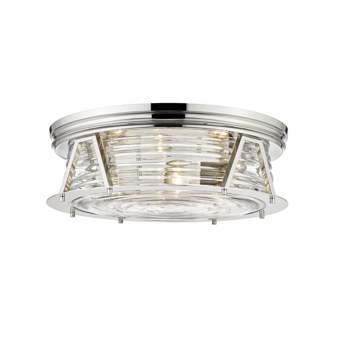 Z Lite Cape Harbor 4 Light Flush Mount Ceiling Light In Polished Nickel