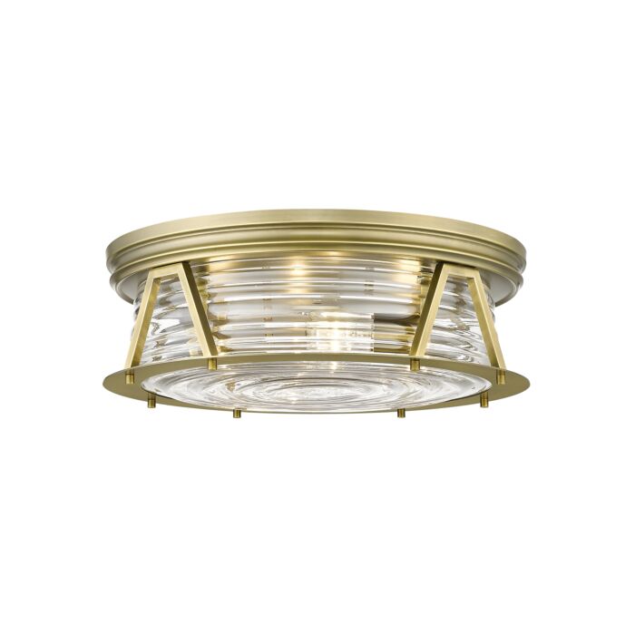Z Lite Cape Harbor 4 Light Flush Mount Ceiling Light In Rubbed Brass