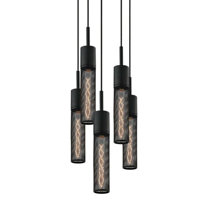 Sonneman Gotham 12 Inch 5 Light Pendant in Textured Black