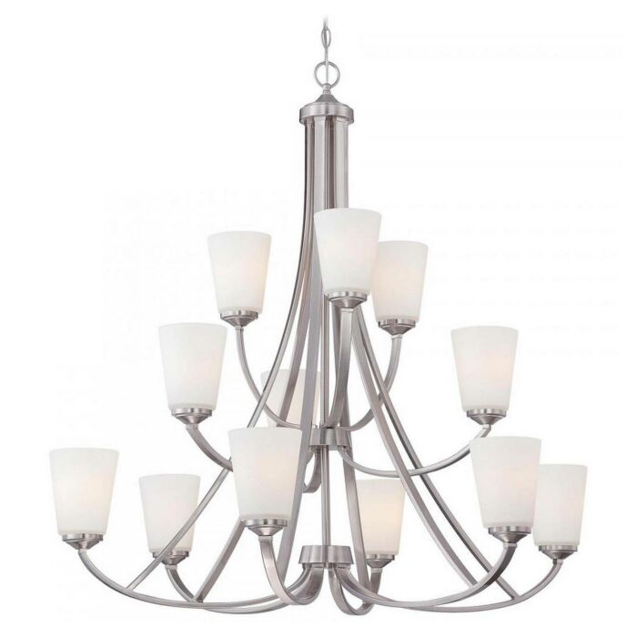 Minka Lavery Overland Park 12 Light Transitional Chandelier in Brushed Nickel