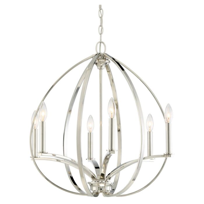 Minka Lavery Tilbury 6 Light Chandelier in Polished Nickel