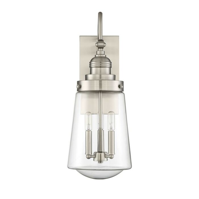 Savoy House Macauley 3 Light Outdoor Wall Lantern in Satin Nickel