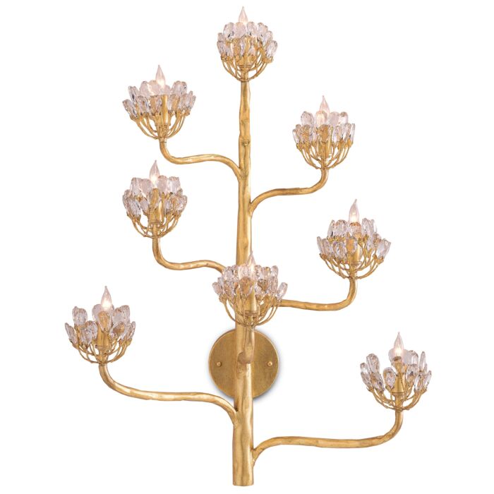 Currey & Company 8 Light 32 Inch Agave Americana Gold Wall Sconce in Dark Contemporary Gold Leaf