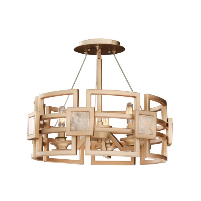 Kalco Metropolis 3 Light Ceiling Light in Modern Gold