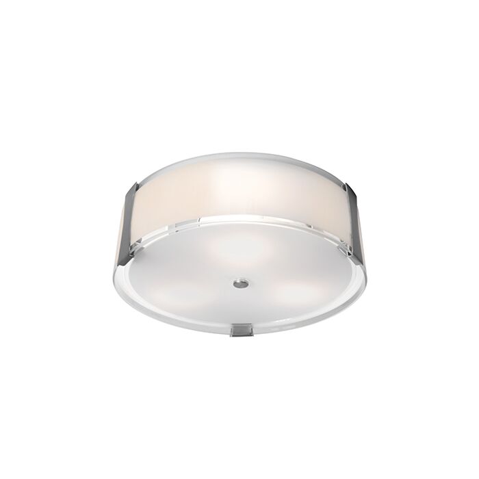 Access Lighting Tara 18 Inch 3 Light Opal Flush Mount in Brushed Steel