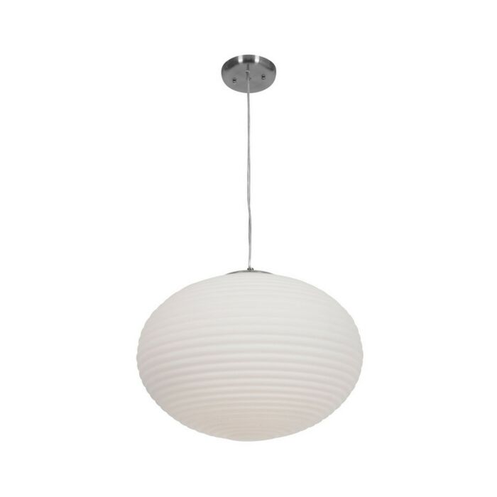 Access Callisto 3 Light Ribbed Glass Pendant in Brushed Steel