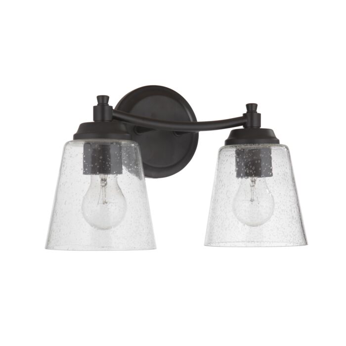 Craftmade Tyler 2 Light 14 Inch Bathroom Vanity Light in Flat Black