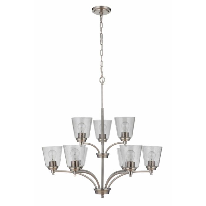 Craftmade Tyler 9 Light Transitional Chandelier in Brushed Polished Nickel